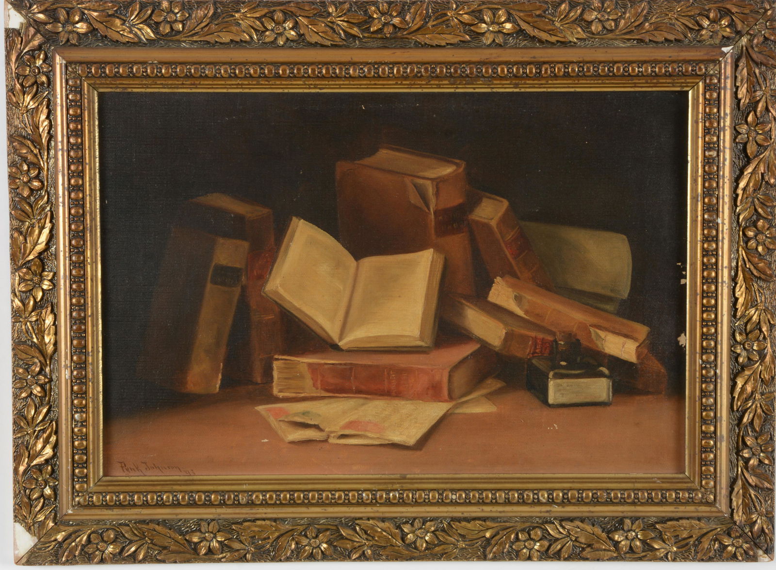 Erik Johnson. Still life of books. Signed lower left. D (1 of 6)