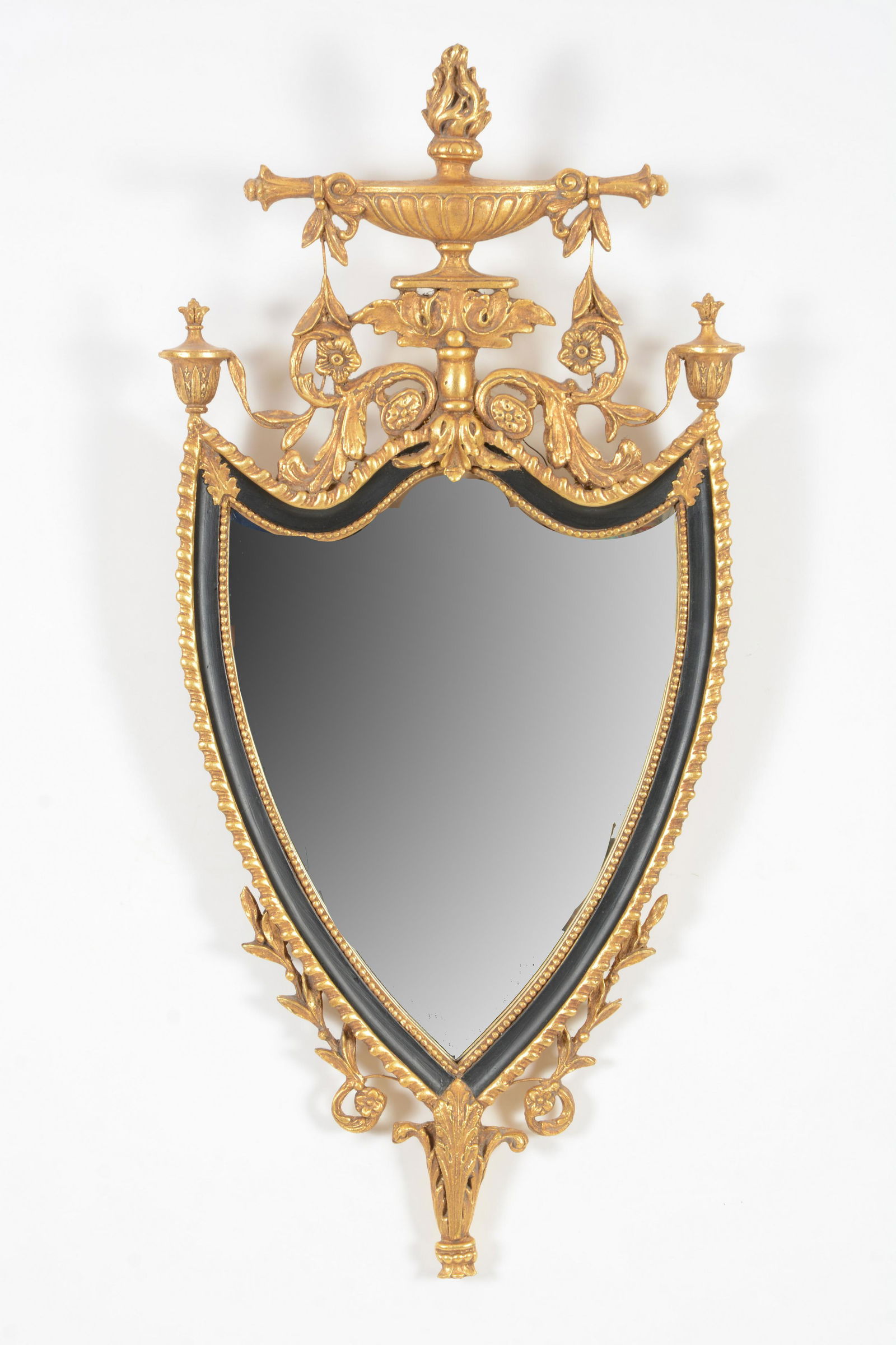 Contemporary gilt shield form classical wall mirror (1 of 4)