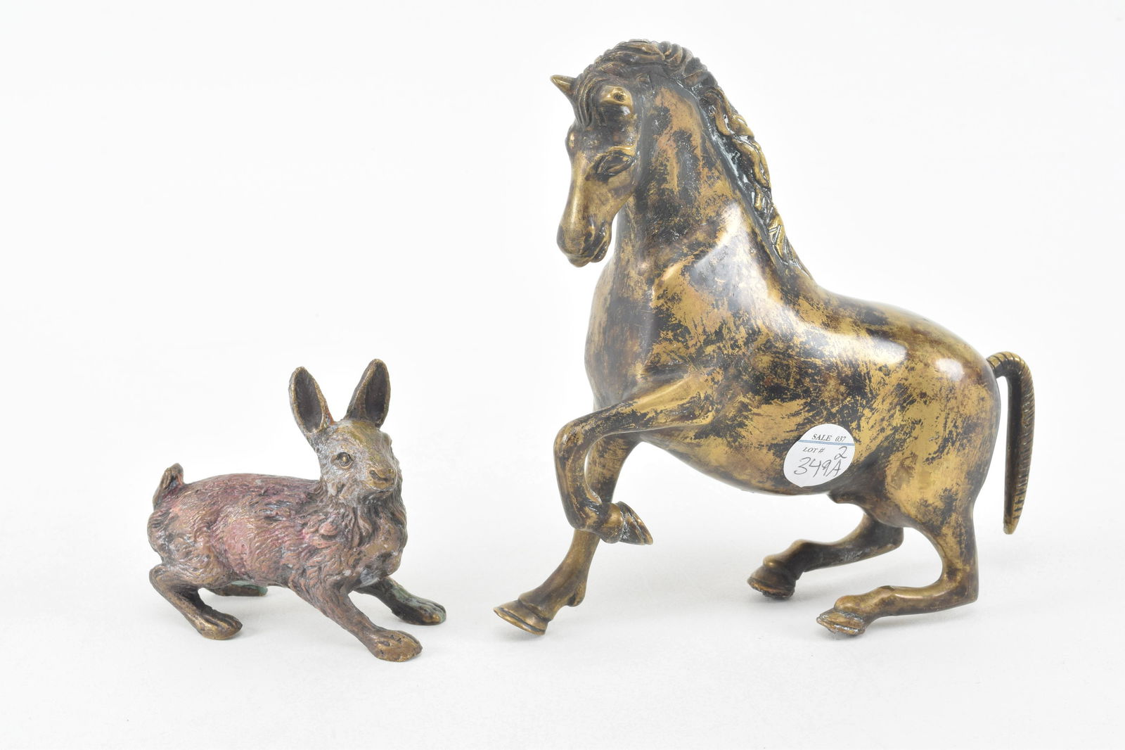 Lot of 2 bronzes including Austrian cold painted rabbit (1 of 7)