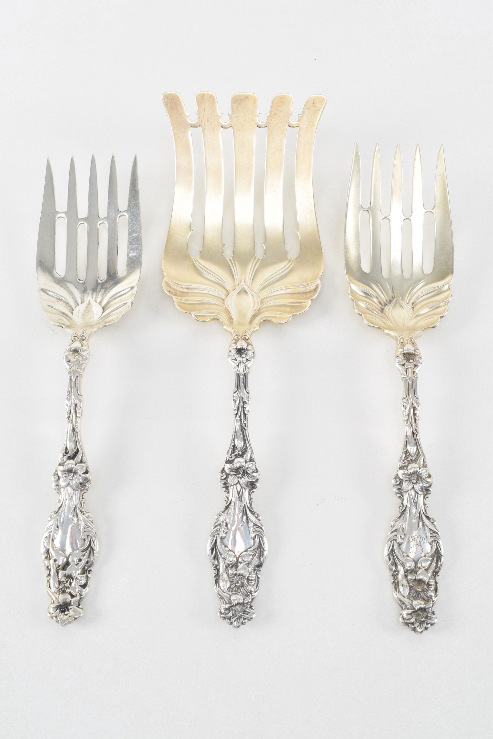 3 Lily pattern sterling silver pieces. 1) Original (1 of 9)