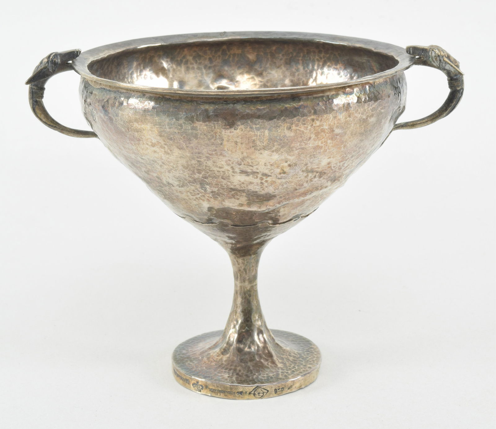 .950 Greek silver handmade construction handled chalice (1 of 10)