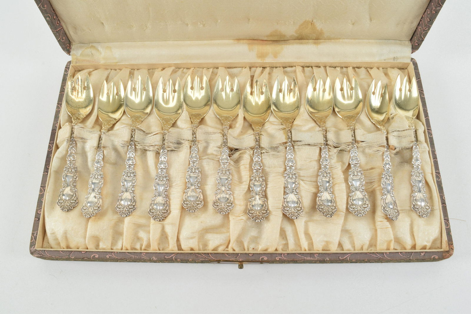 Gorham "Chrysanthemum" sterling silver ice cream forks, (1 of 9)