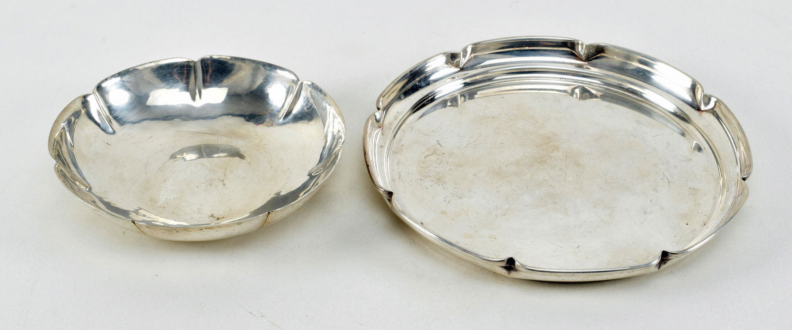 2 arts and crafts sterling silver dishes. 1) Scallop (1 of 8)