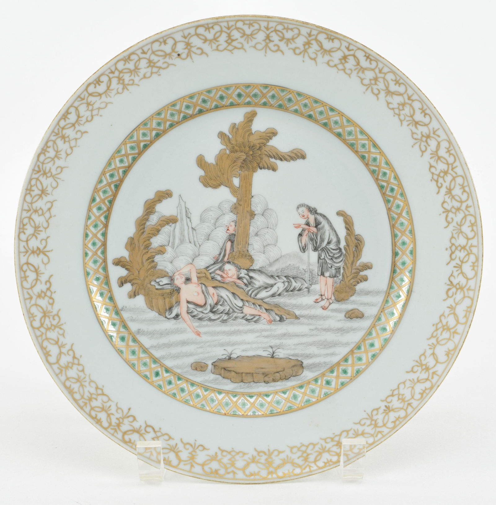 Chinese export porcelain plate with scene of Cimon and (1 of 9)