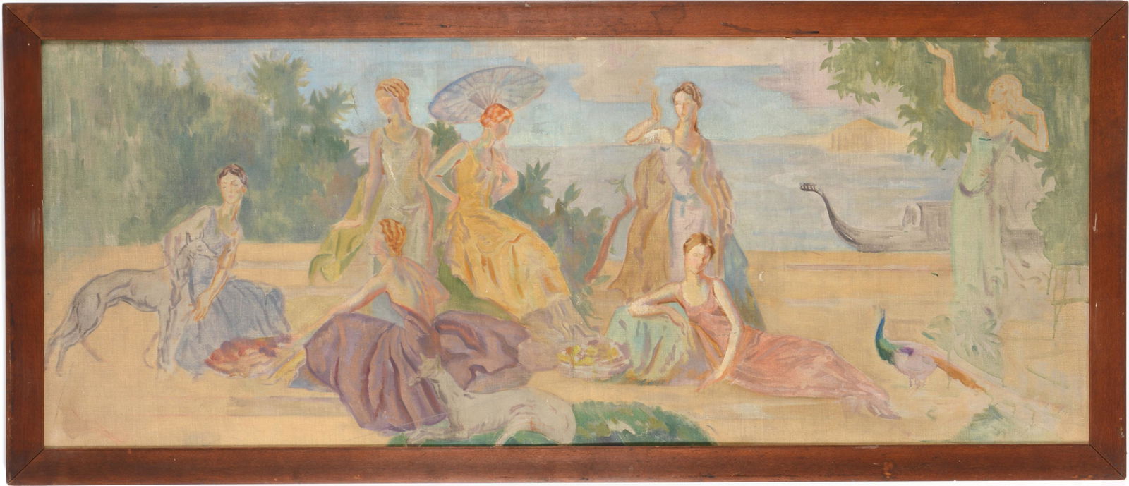 Arthur B. Davies, attributed to. Large mural type scene (1 of 5)