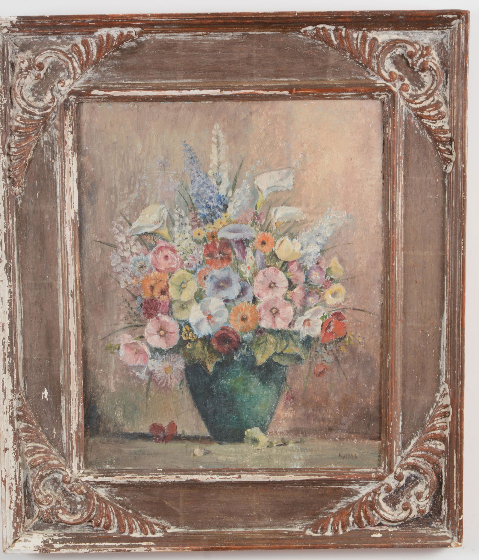 Max Kuehne. American. Floral still life on canvas (1 of 6)