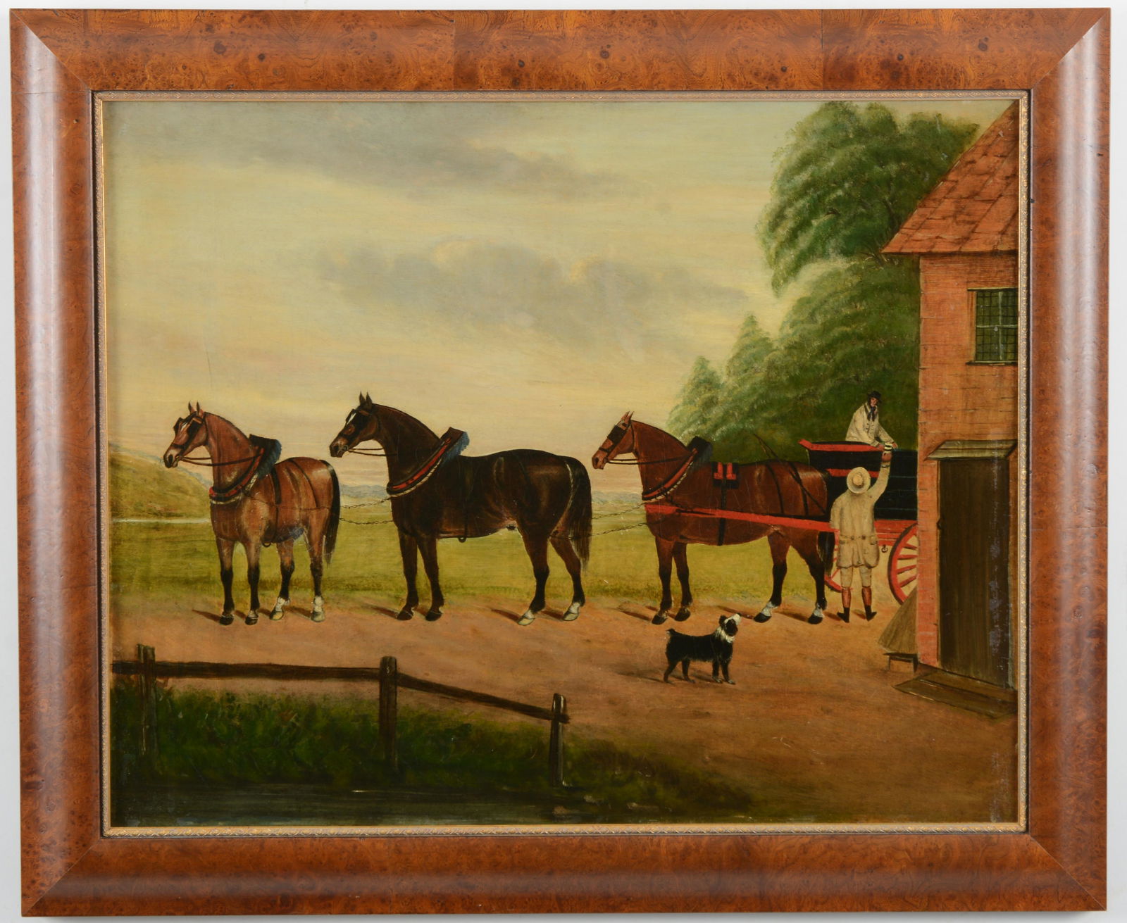 19th century British School farmyard wagon scene with (1 of 6)