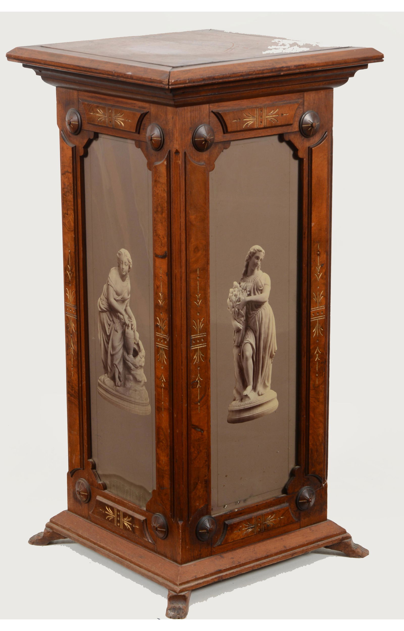 Rare Eastlake Victorian walnut pedestal made for John (1 of 6)