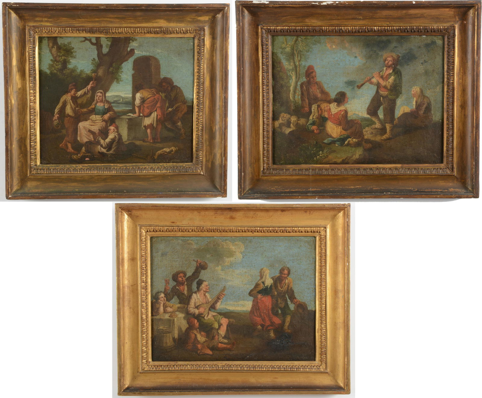 3 18th century Old Master paintings. Set of 3 genre (1 of 16)