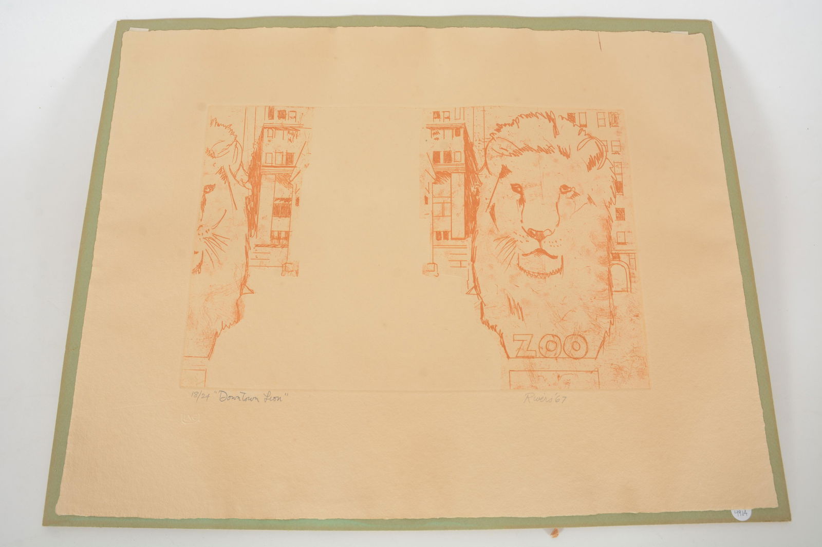 Larry Rivers. American. "Downtown Lion". Etching. 1967. (1 of 5)