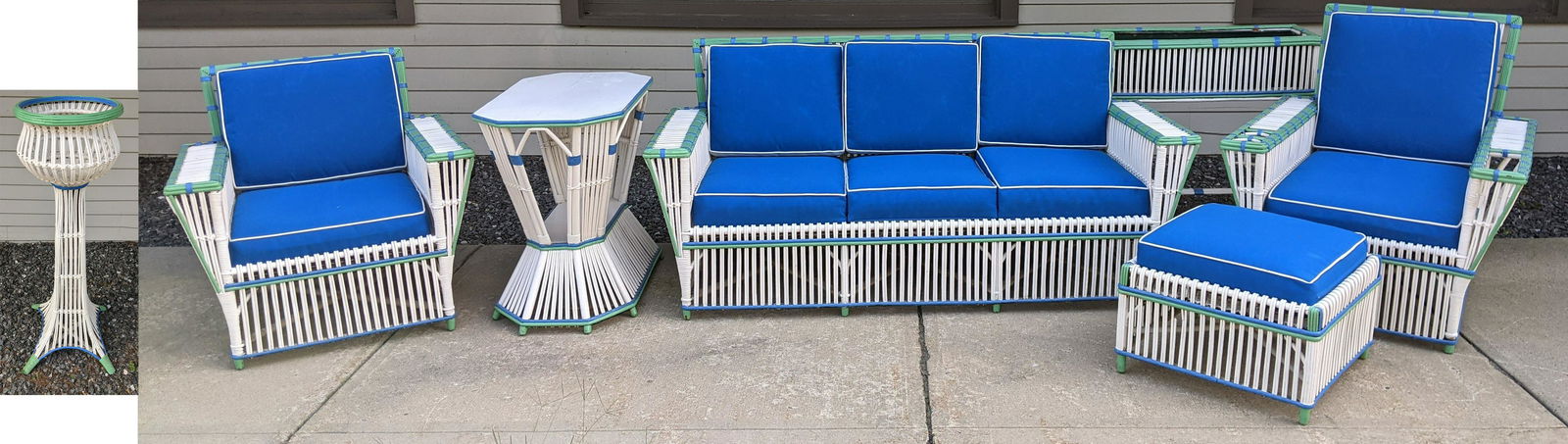 7 Piece split reed Deco furniture suite, circa 1930. Se (1 of 17)