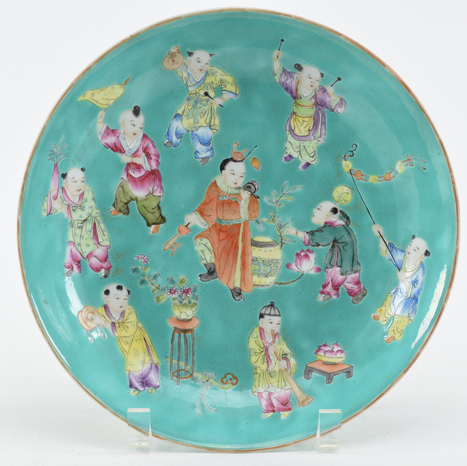 19th century Chinese turquoise ground porcelain bowl (1 of 9)