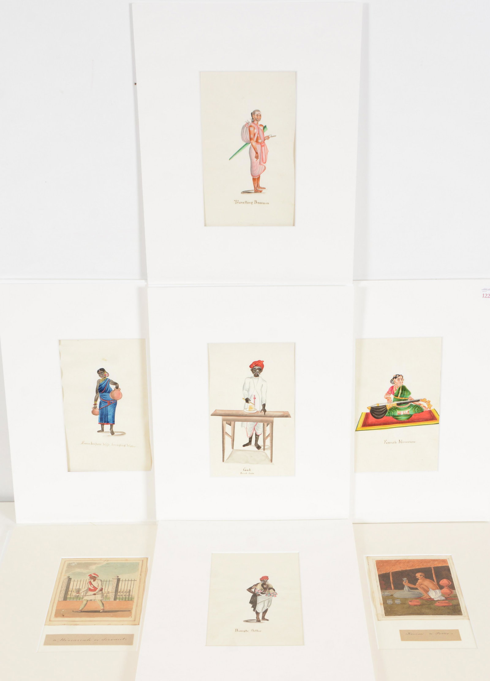 Lot of 7 paintings. India. 19th century. Company School (1 of 8)