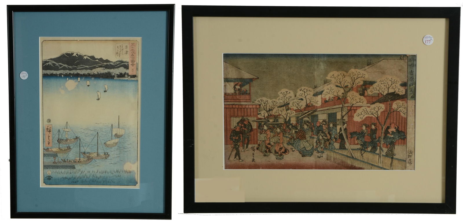 Utagawa Hiroshige. 2 Japanese woodblock prints. 1) (1 of 10)