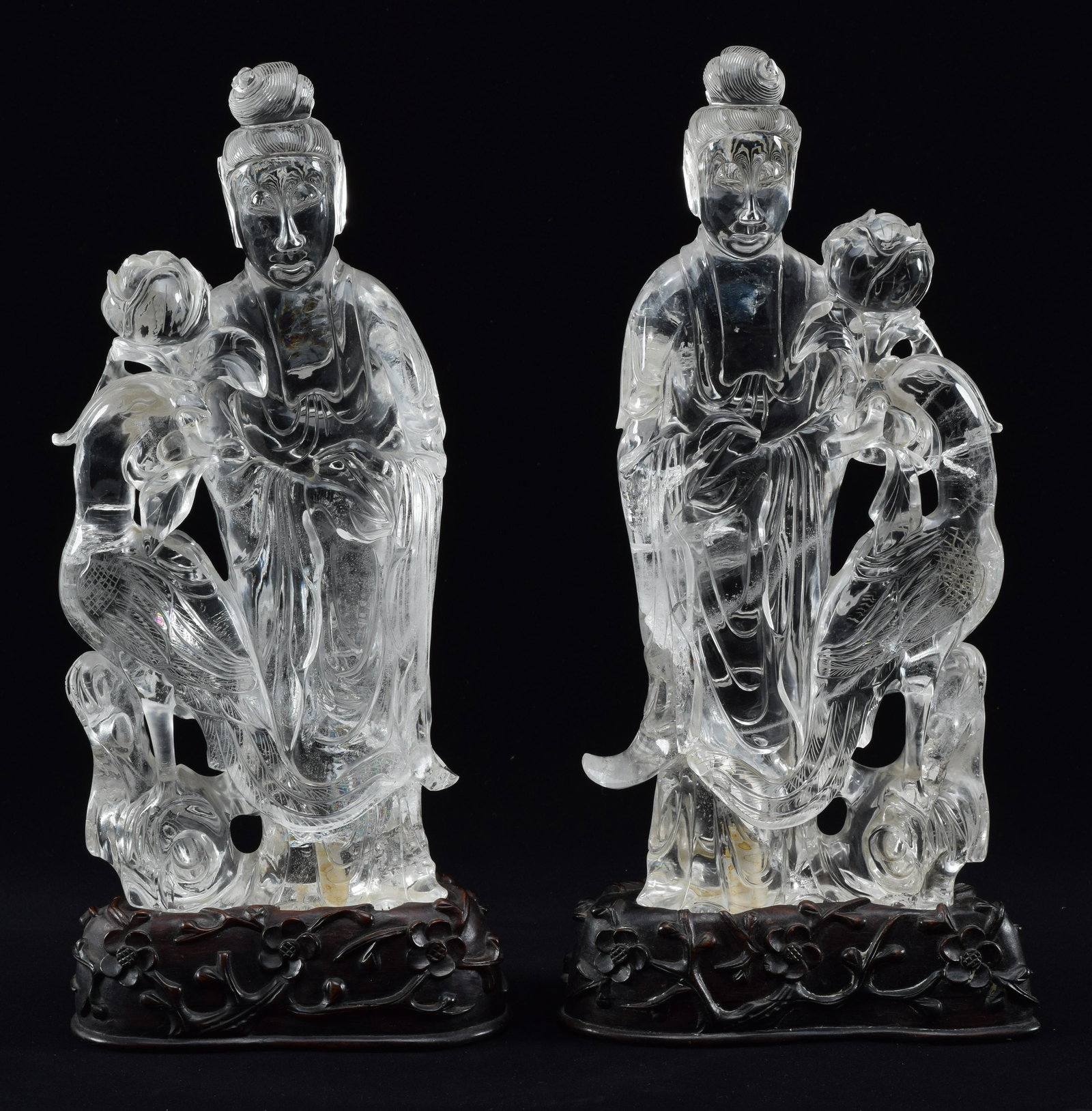 Pair of rock crystal carvings. China. 19th century. (1 of 16)