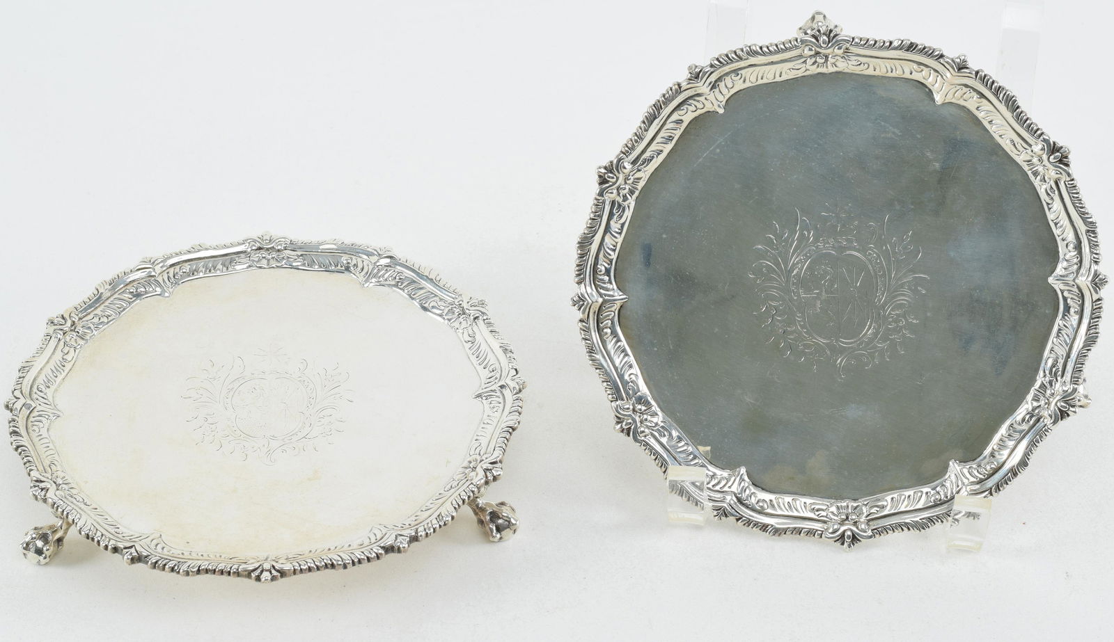Pair of English Georgian sterling silver footed (1 of 10)