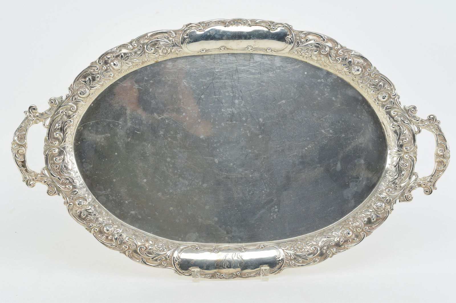 Large sterling silver ornate two handled tray. Similar (1 of 8)