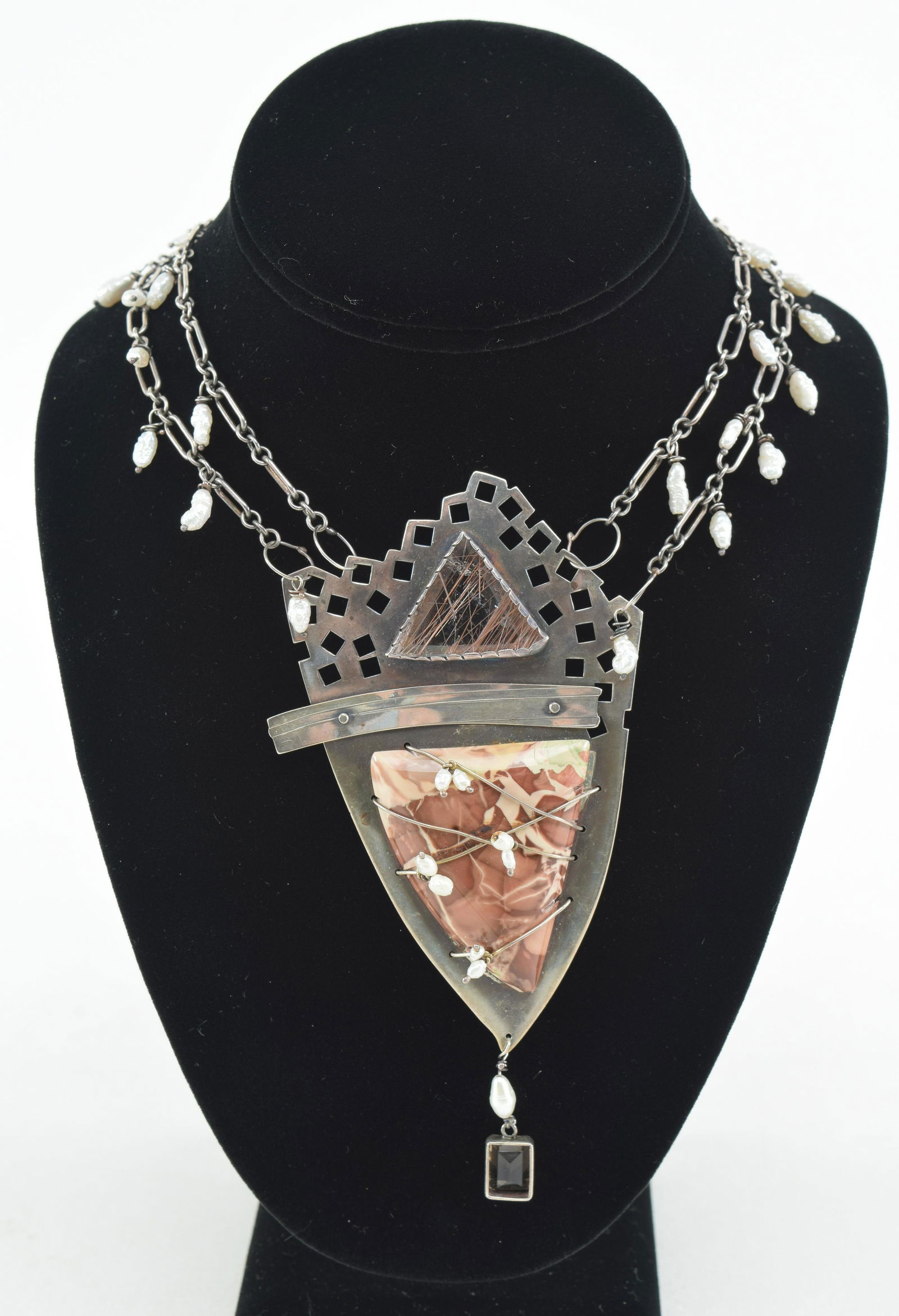 Large Julie Shaw sterling silver necklace with polished (1 of 8)