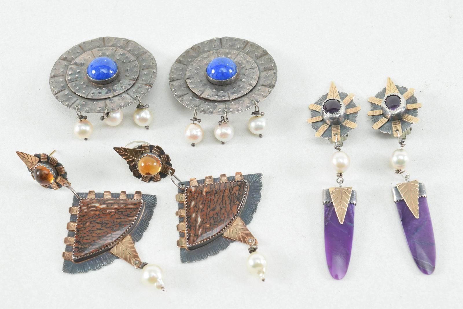 3 pairs of Julie Shaw sterling silver and gold designer (1 of 7)