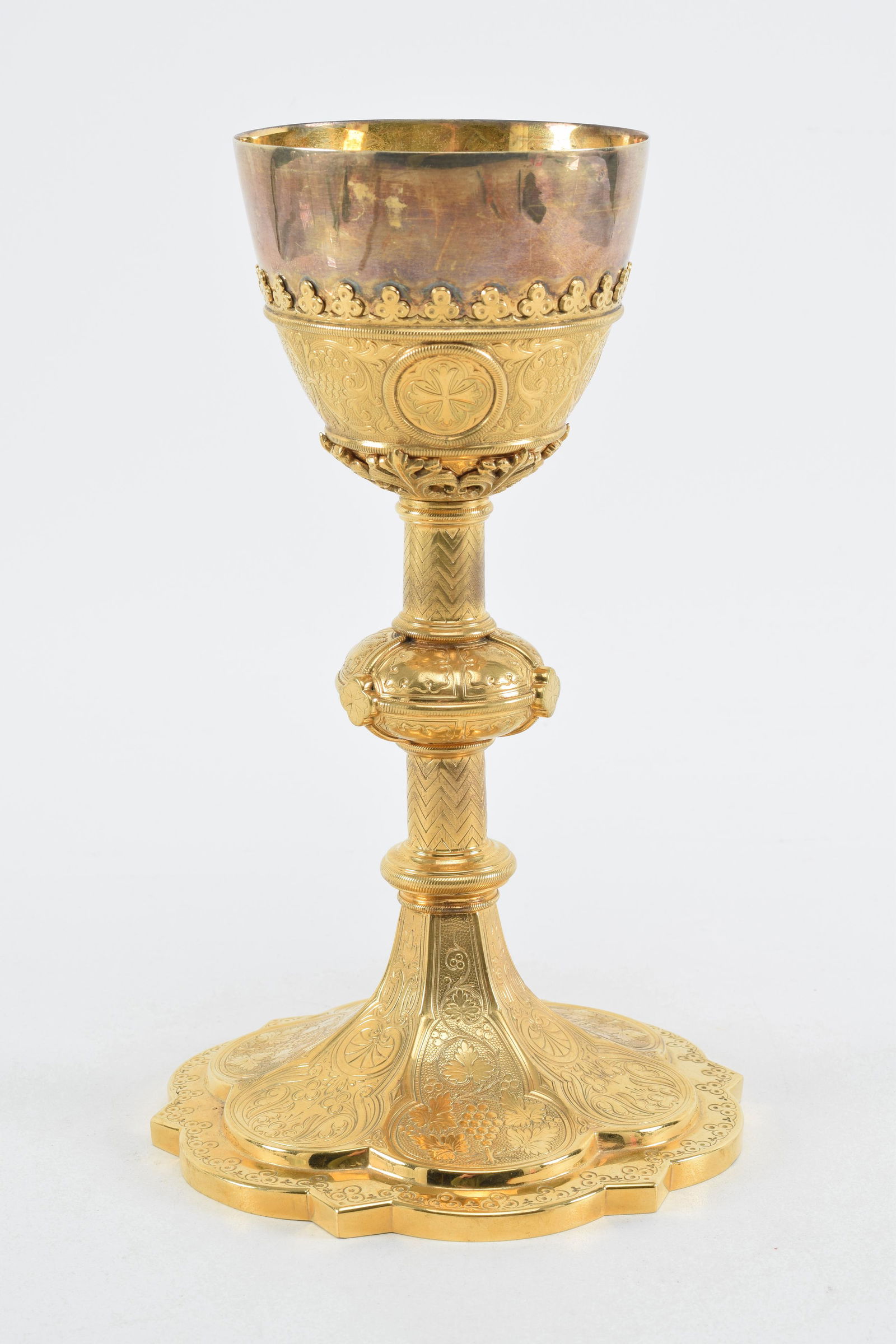 19th century gilt silver Continental chalice. Ornate (1 of 11)