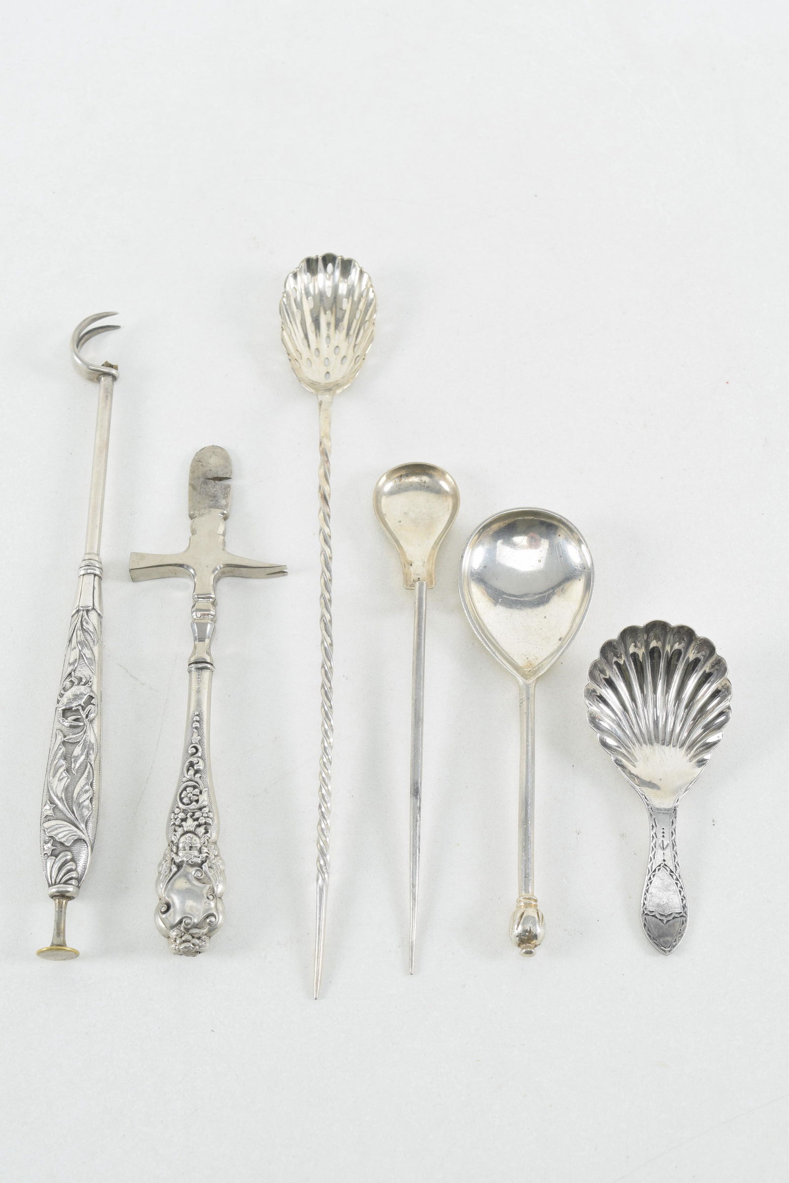 6 Sterling and plated silver serving items, olive (1 of 7)