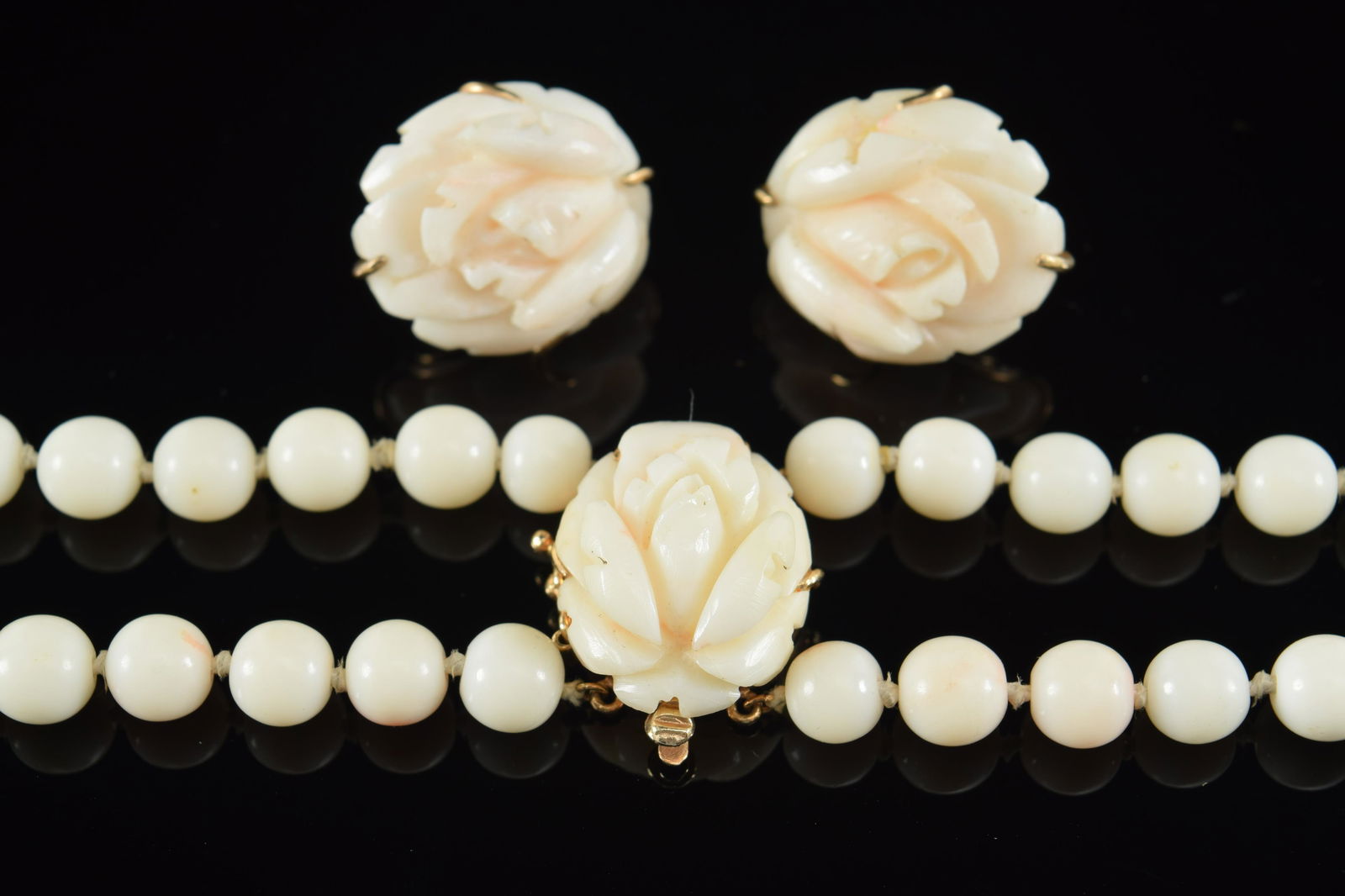 14kt gold angel skin coral double strand necklace with (1 of 7)