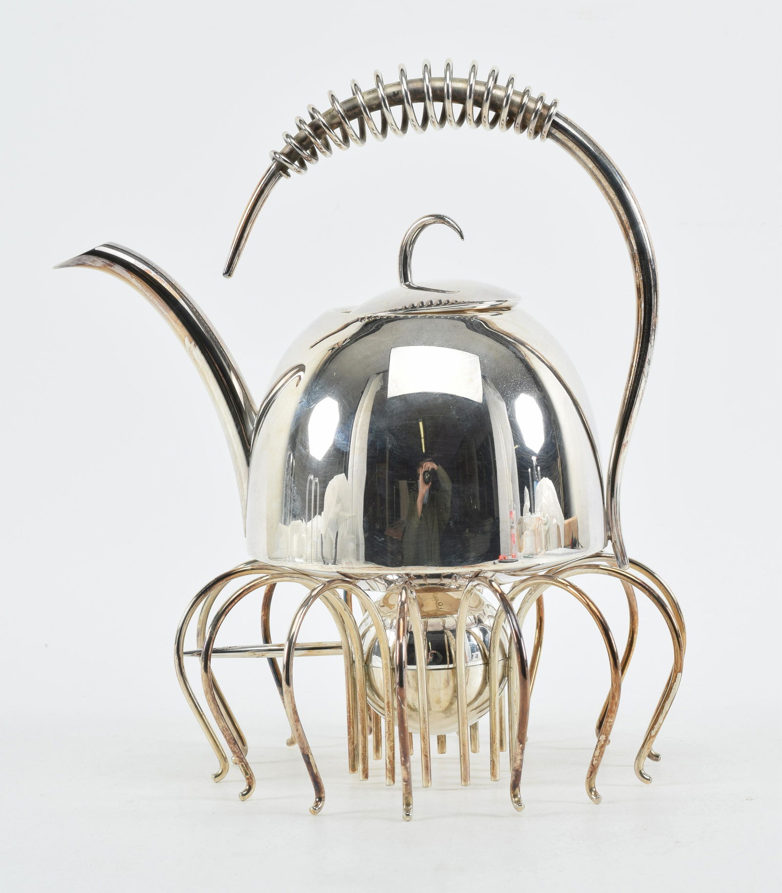 Sabatini. Italy. Modern design silver plate tea kettle (1 of 7)