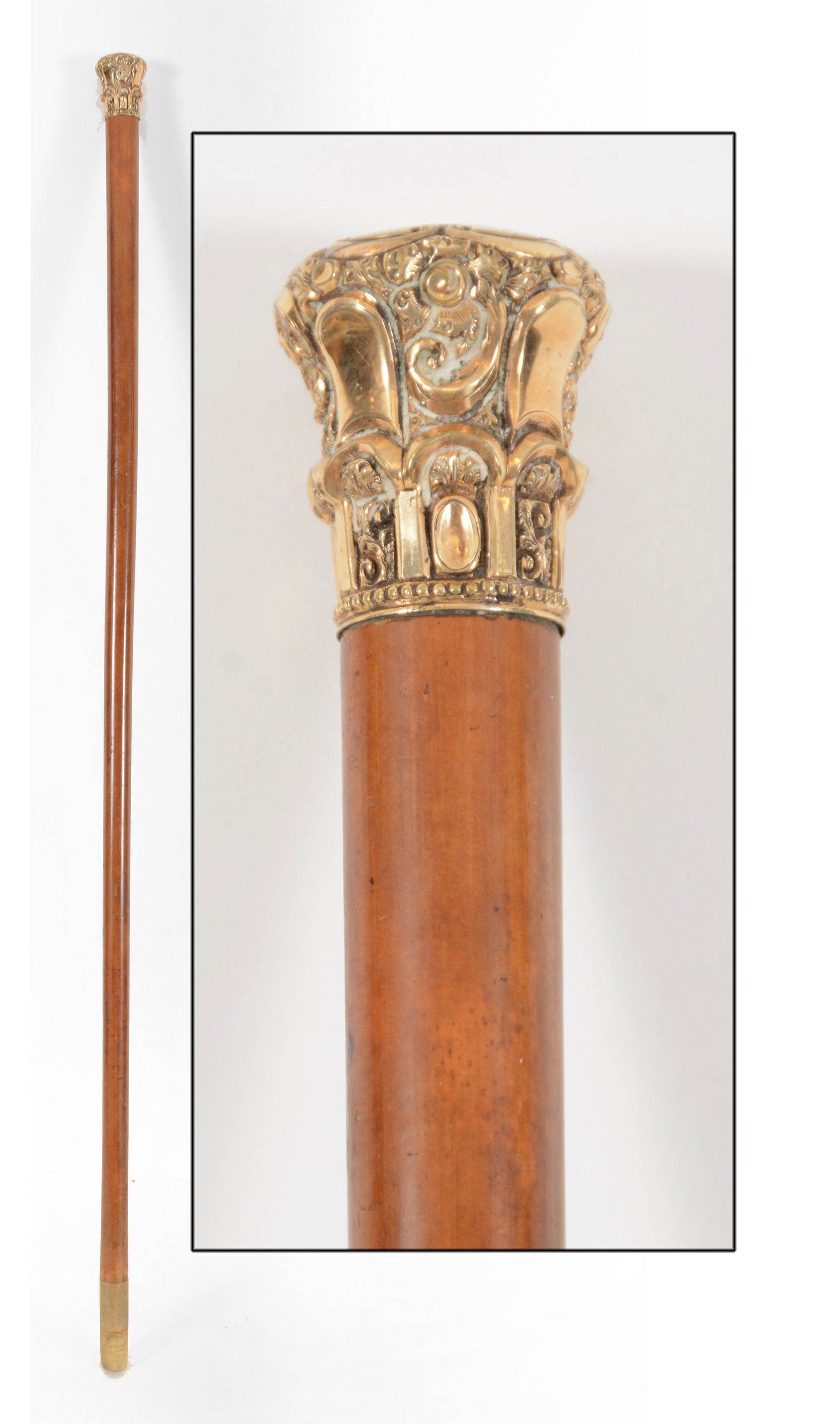 Gold topped cane with Malacca wood shaft, inscribed. (1 of 12)