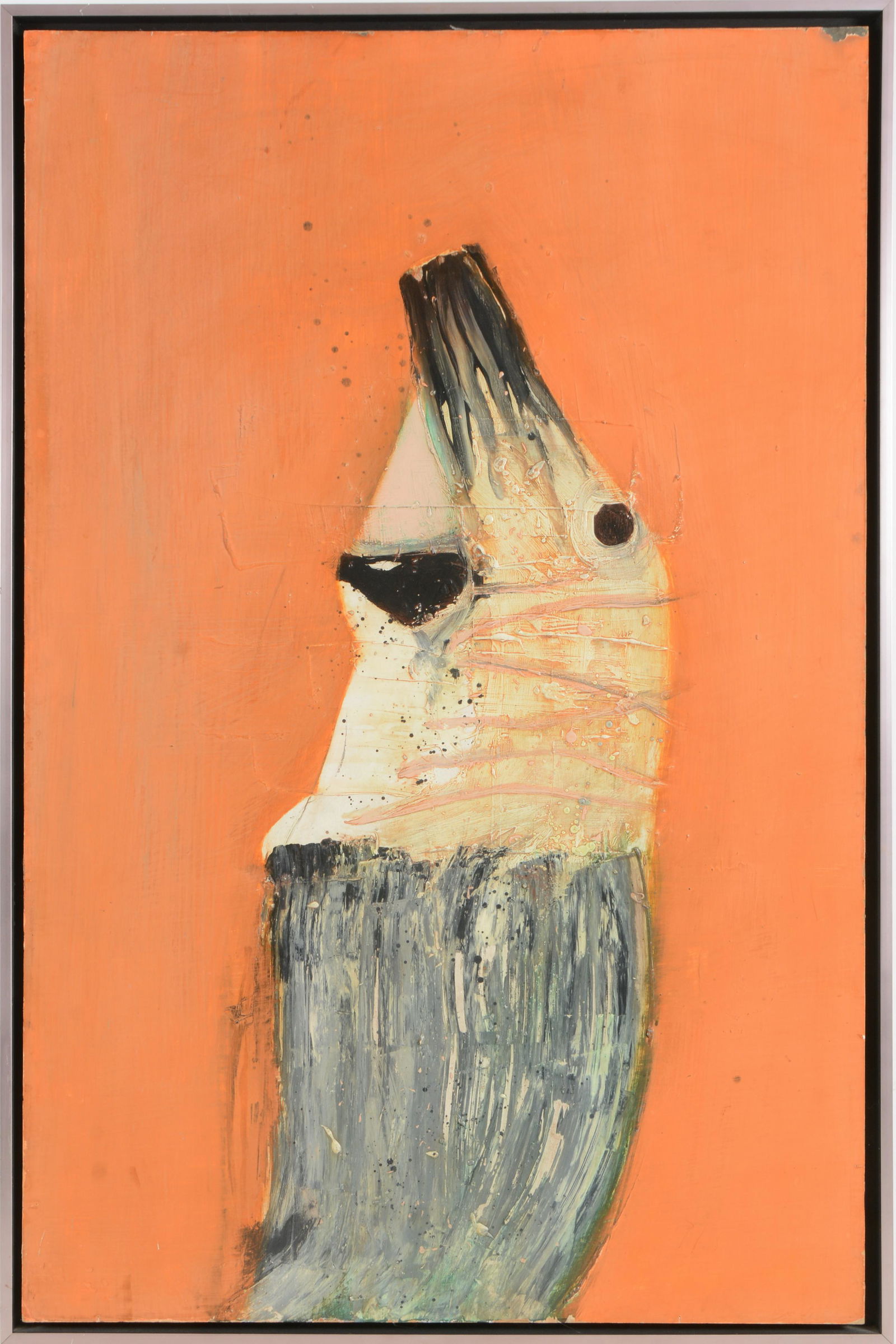 Ernest Trova. Large abstract. Oil on stretched board: Ernest Trova. Large abstract. Oil on stretched board painting. Framed. Overall: 45.75 x 29.75in. Minor losses along edges. Appears to be unsigned, but family history claims Trova attribution.