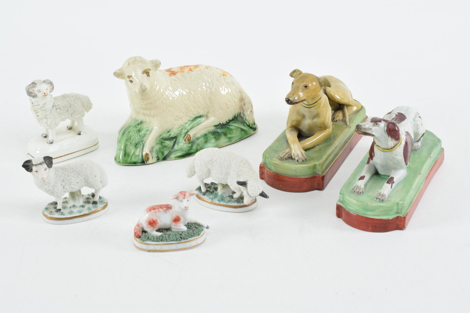 7 soft paste pottery figures. England. 19th century. (1 of 15)