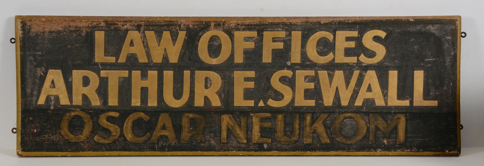Early 20th century sand painted lawyer trade sign. "Law (1 of 5)