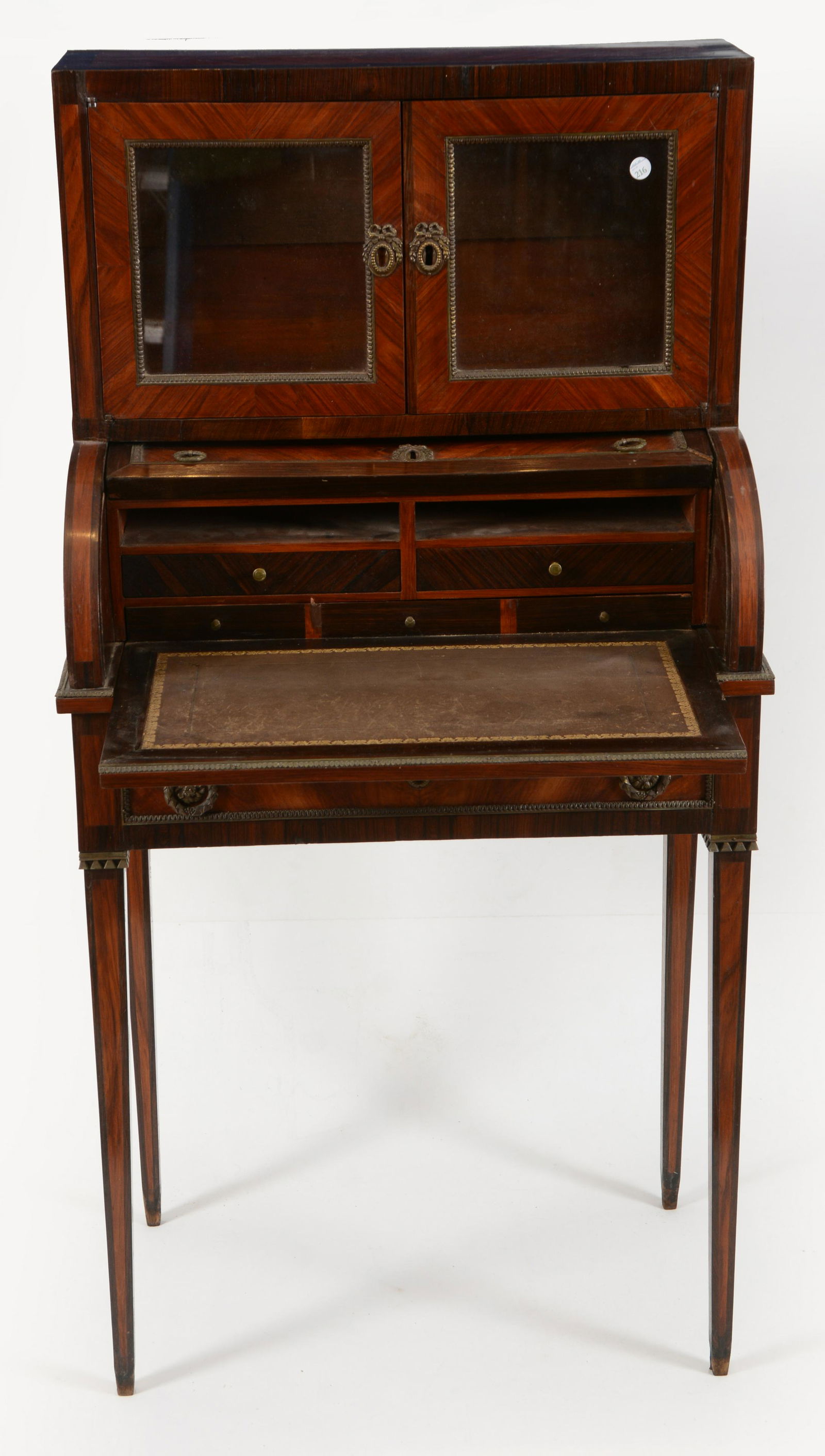 French rosewood cylinder roll desk and bookcase, early (1 of 10)
