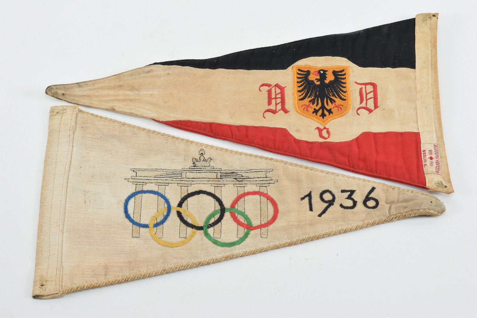 1936 Berlin Olympics pennants. 1) Embroidered (1 of 6)