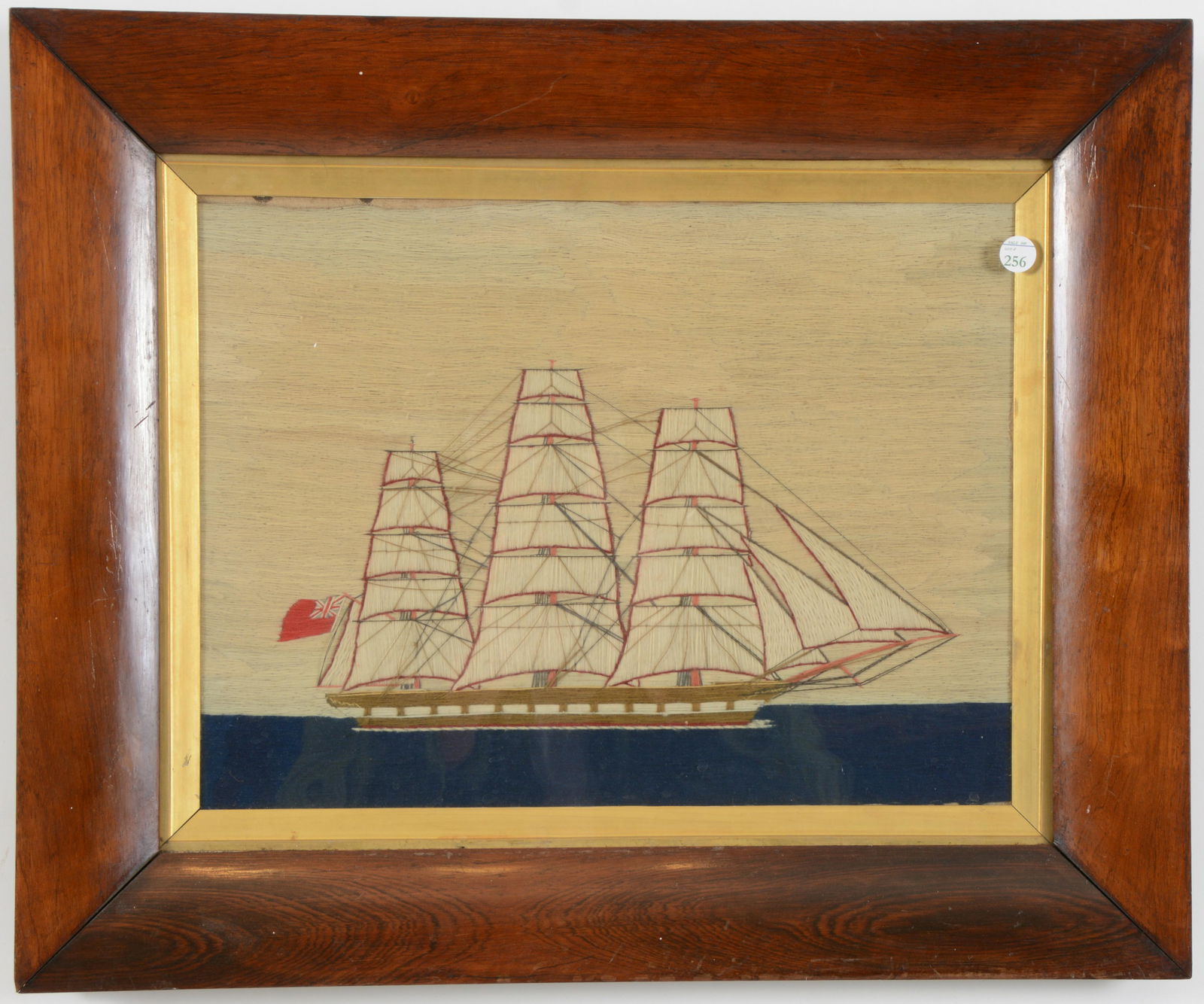 19th century British wooley picture of a sailing ship. (1 of 7)