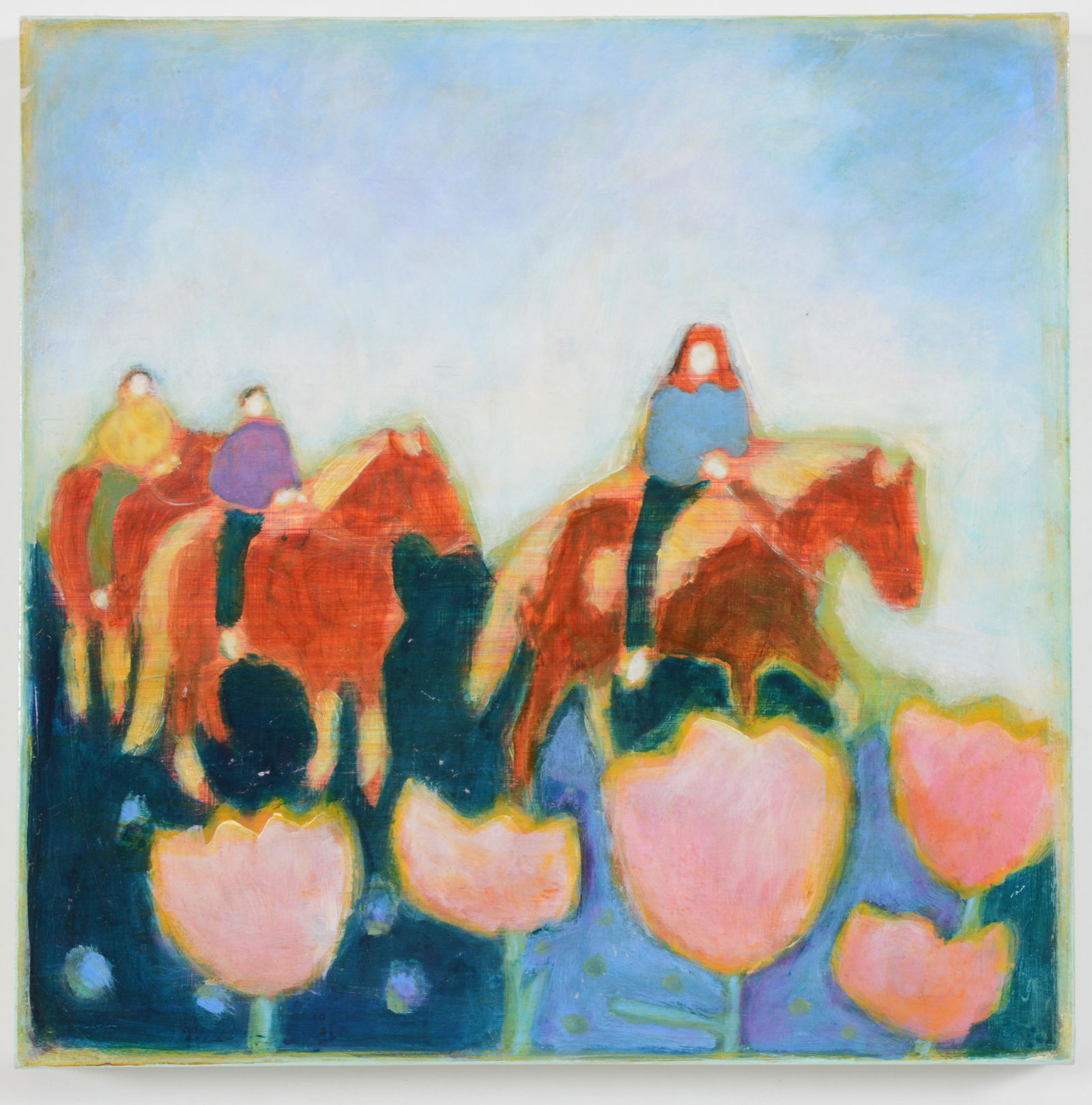 Mary Bourke. Maine. "Blue Mountain Trail Ride". Acrylic (1 of 4)