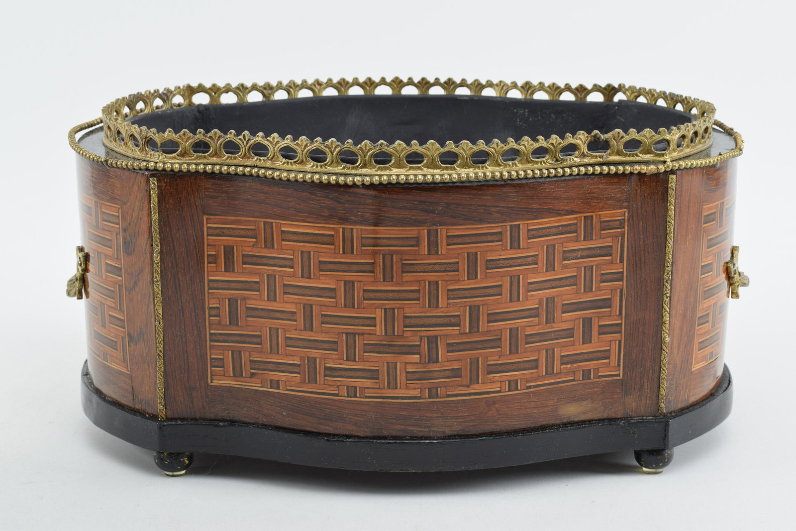 French marquetry jardiniere with oval serpentine form (1 of 8)