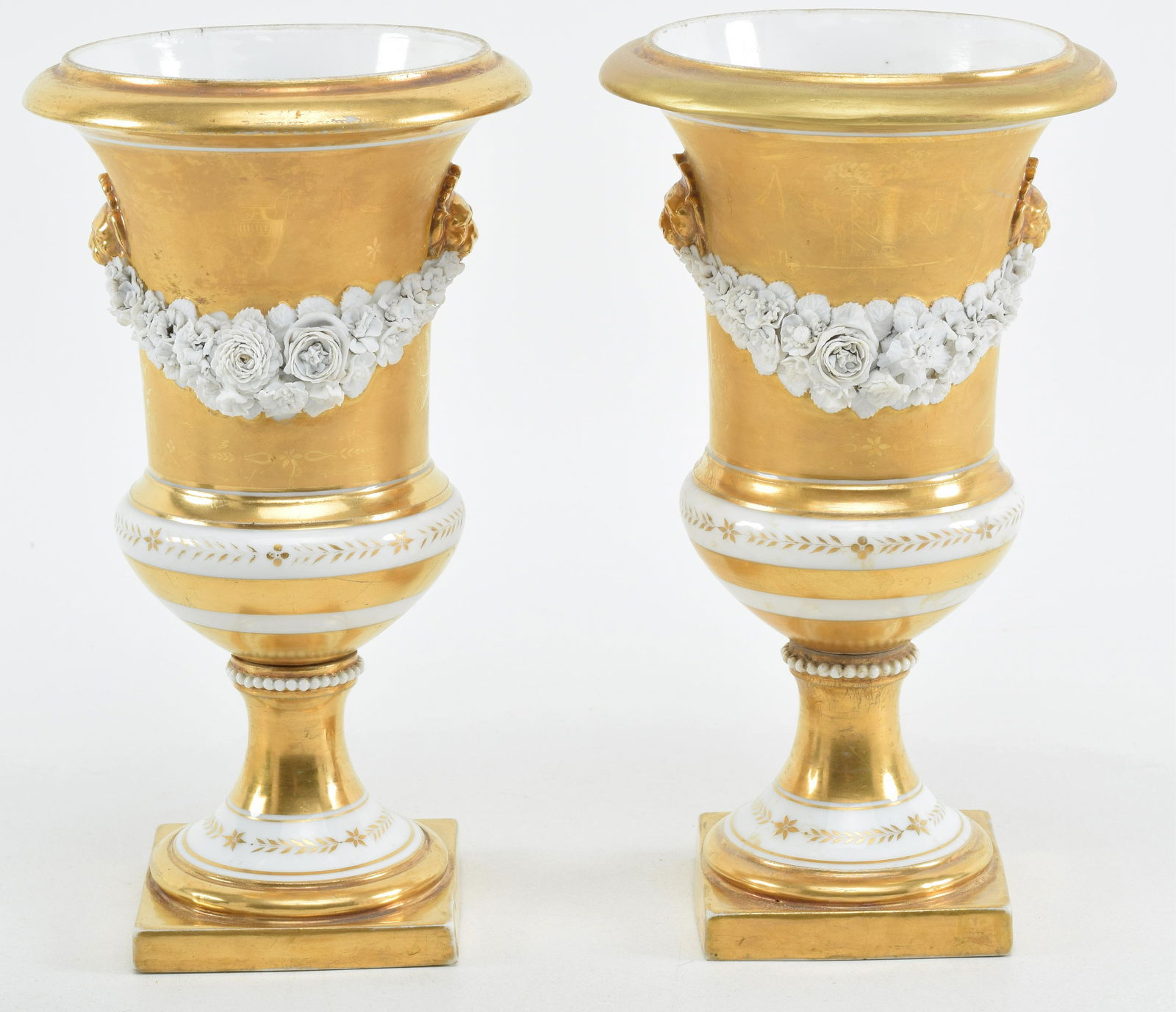 Pair of classical urns. Hard paste porcelain. French. (1 of 10)