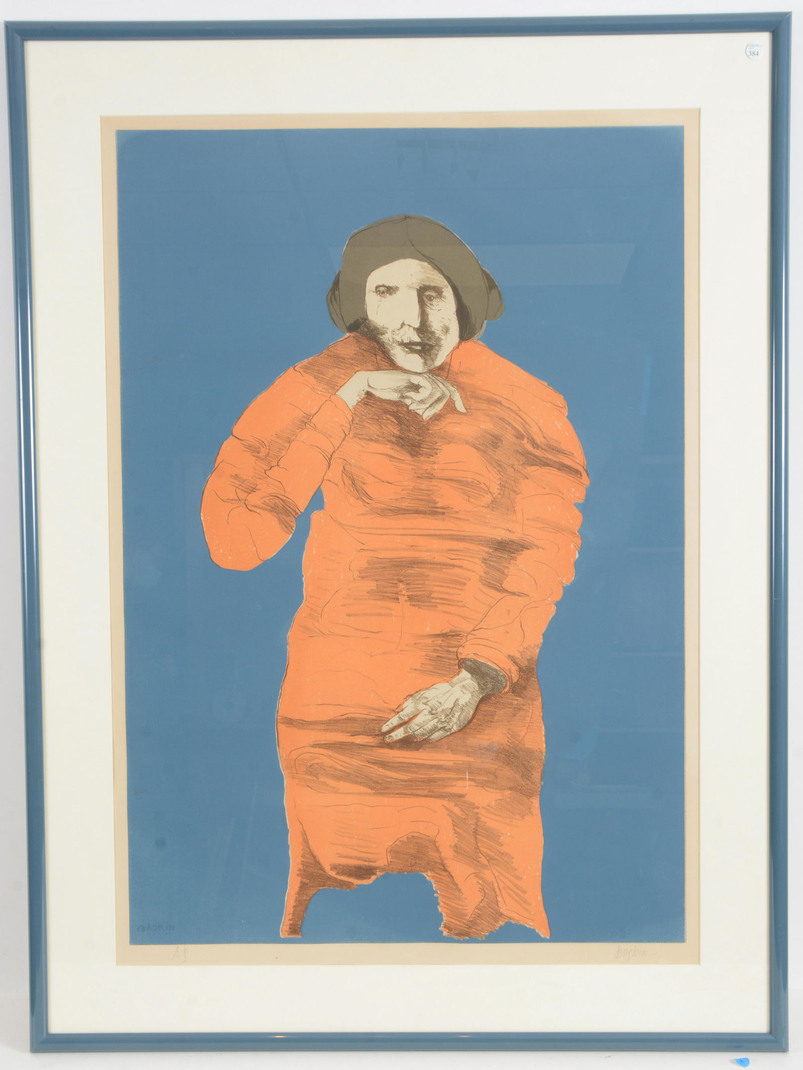 Leonard Baskin. Large colored lithograph. Artist proof. (1 of 8)