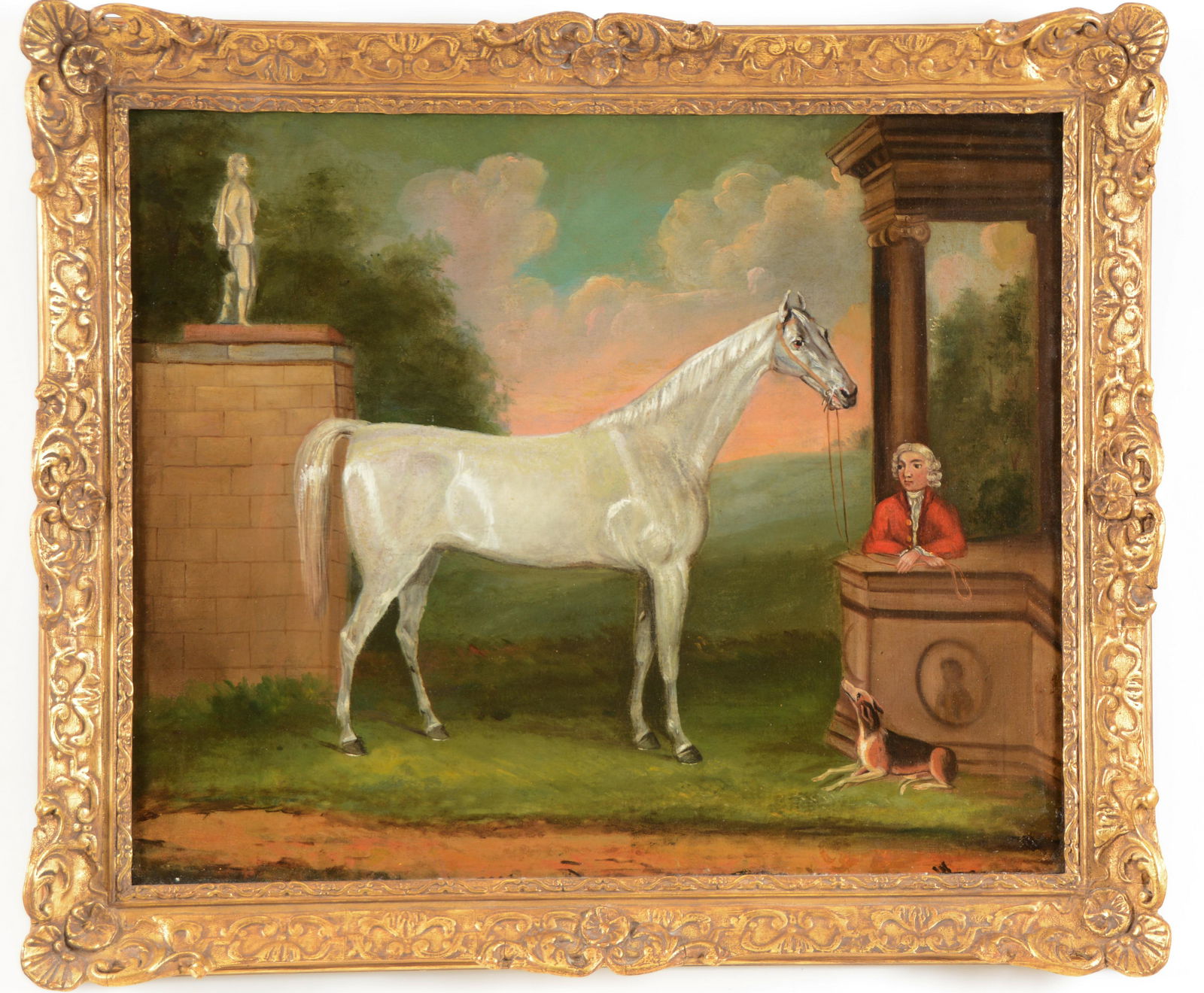 English sporting painting of a white horse. 19th (1 of 7)