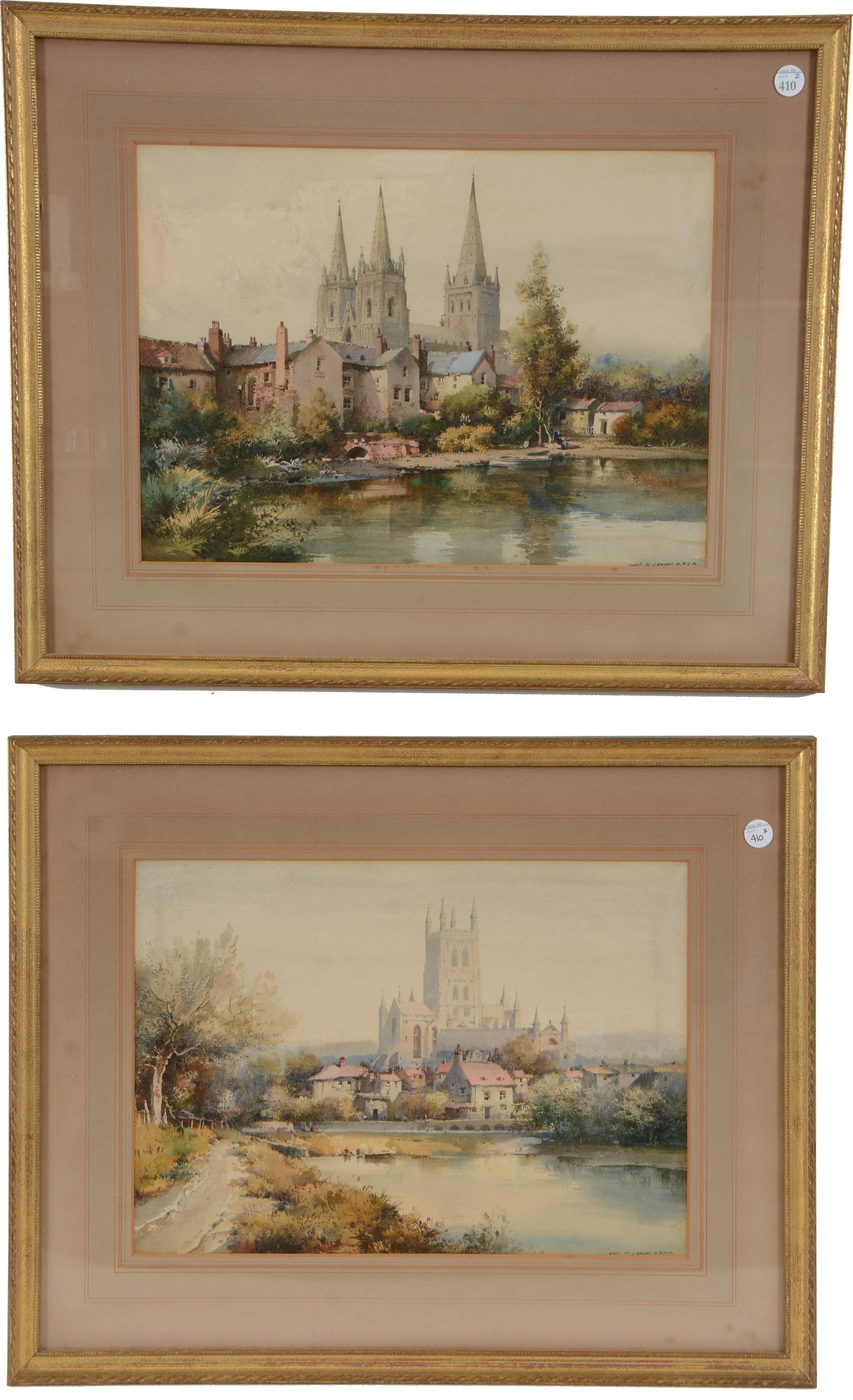 2 Noel Leaver watercolor paintings. English. Early 20th (1 of 10)