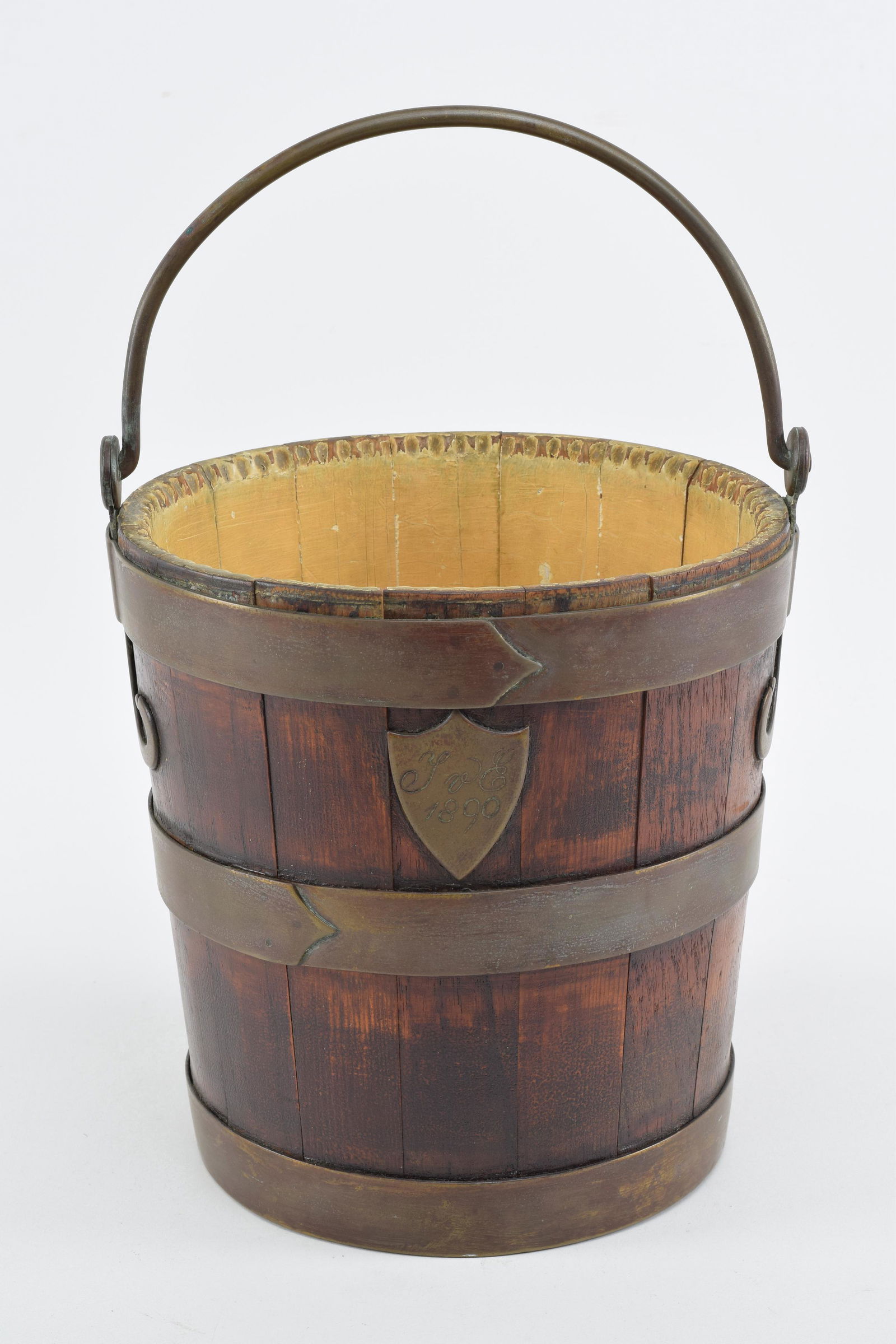 Late 19th century brass mounted bucket with yellow (1 of 7)