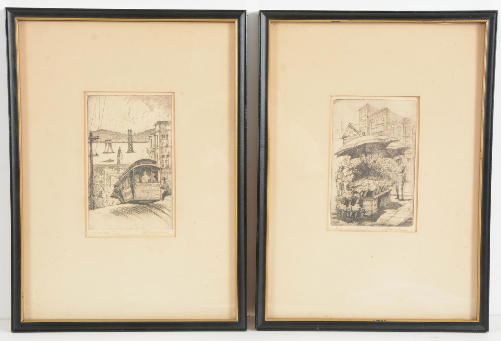 2 early 20th century San Francisco scene etchings. 1 (1 of 6)