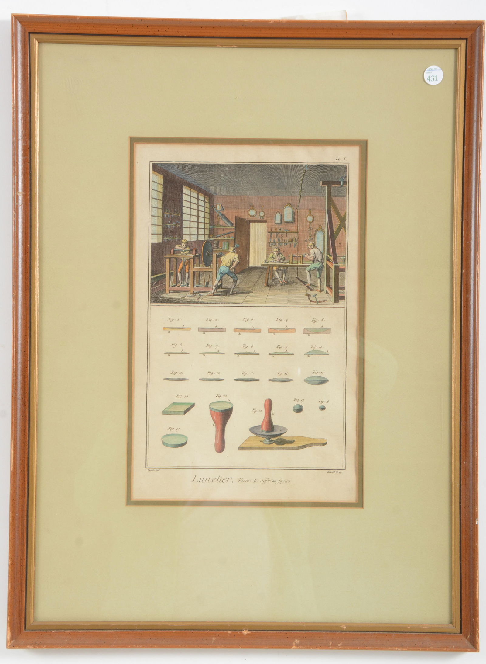 18th century French engraving "Lunetier". Colored (1 of 5)