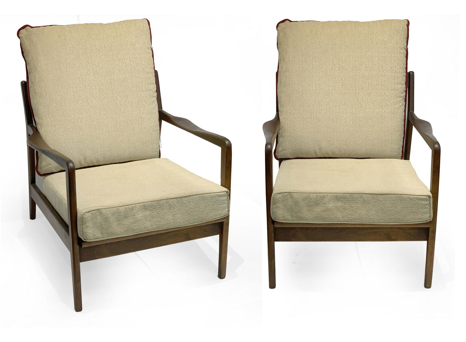 Pair of vintage mid century modern teak wood armchairs (1 of 5)