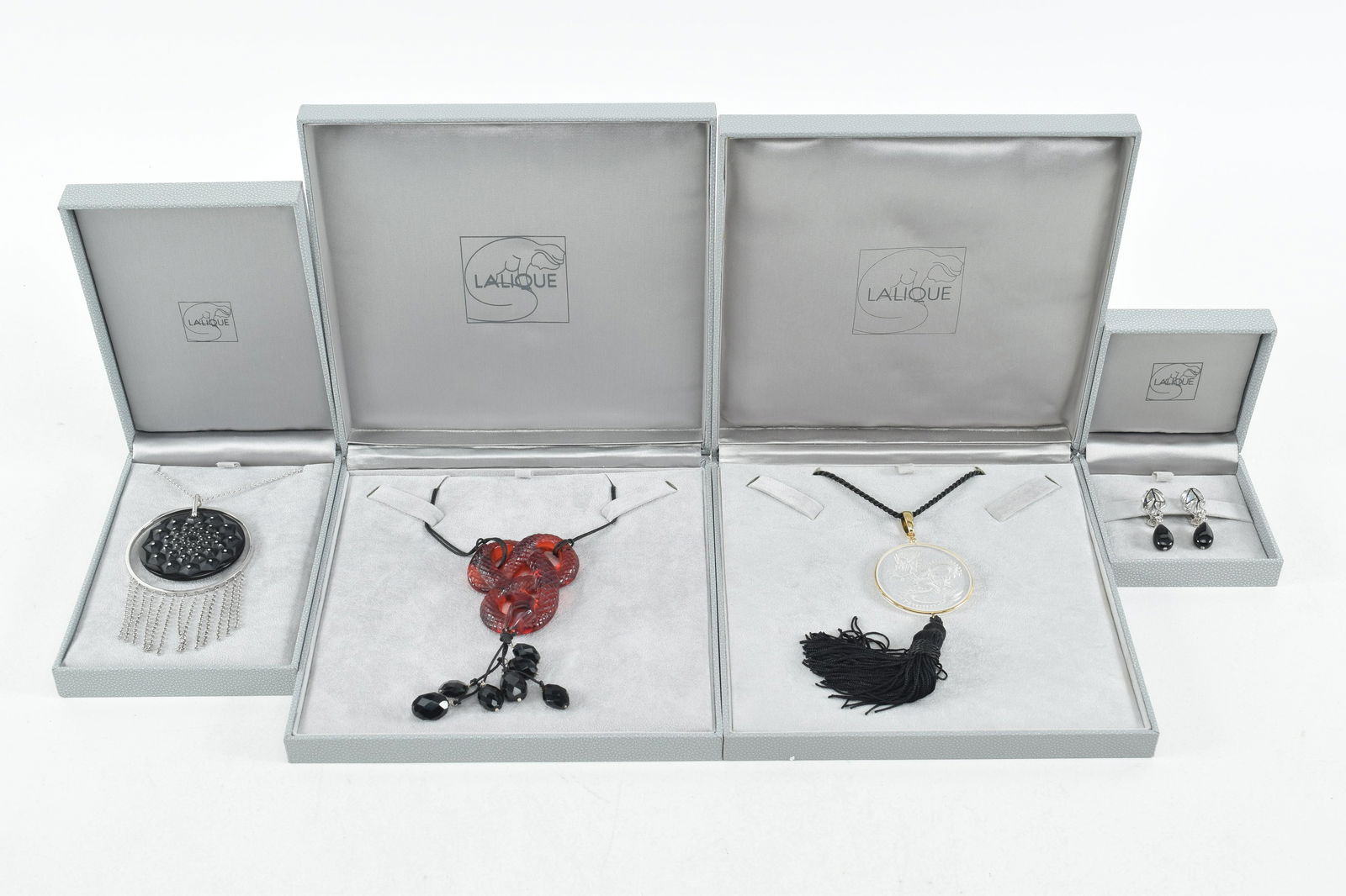 Lalique crystal jewelry. To include: 1) frosted red (1 of 11)