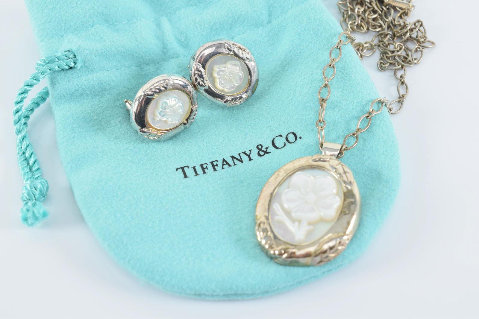 Tiffany Co. Sterling Silver Earring And Necklace Set