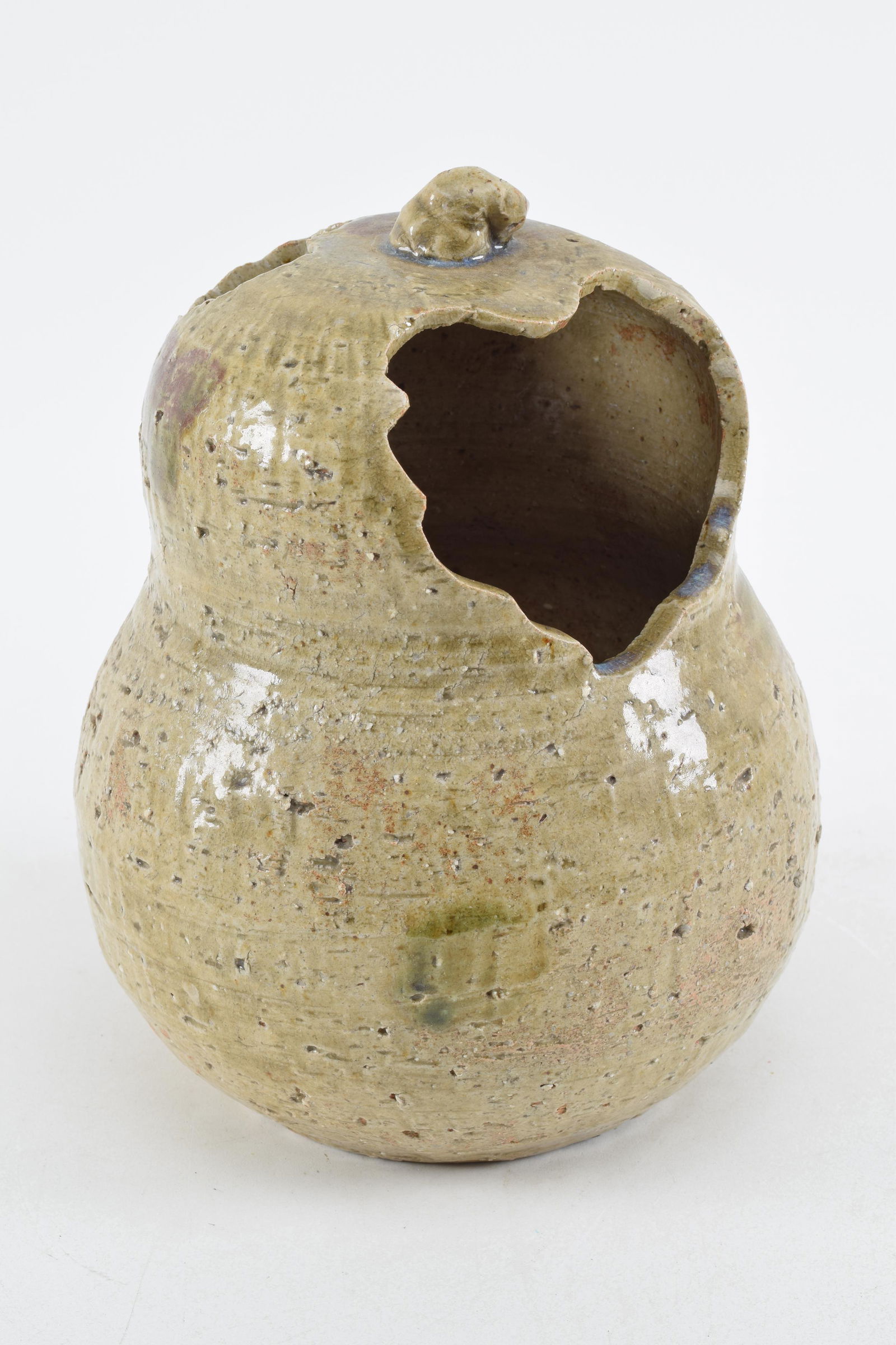 Japanese seto ware glazed stoneware hand warmer. Pale (1 of 6)