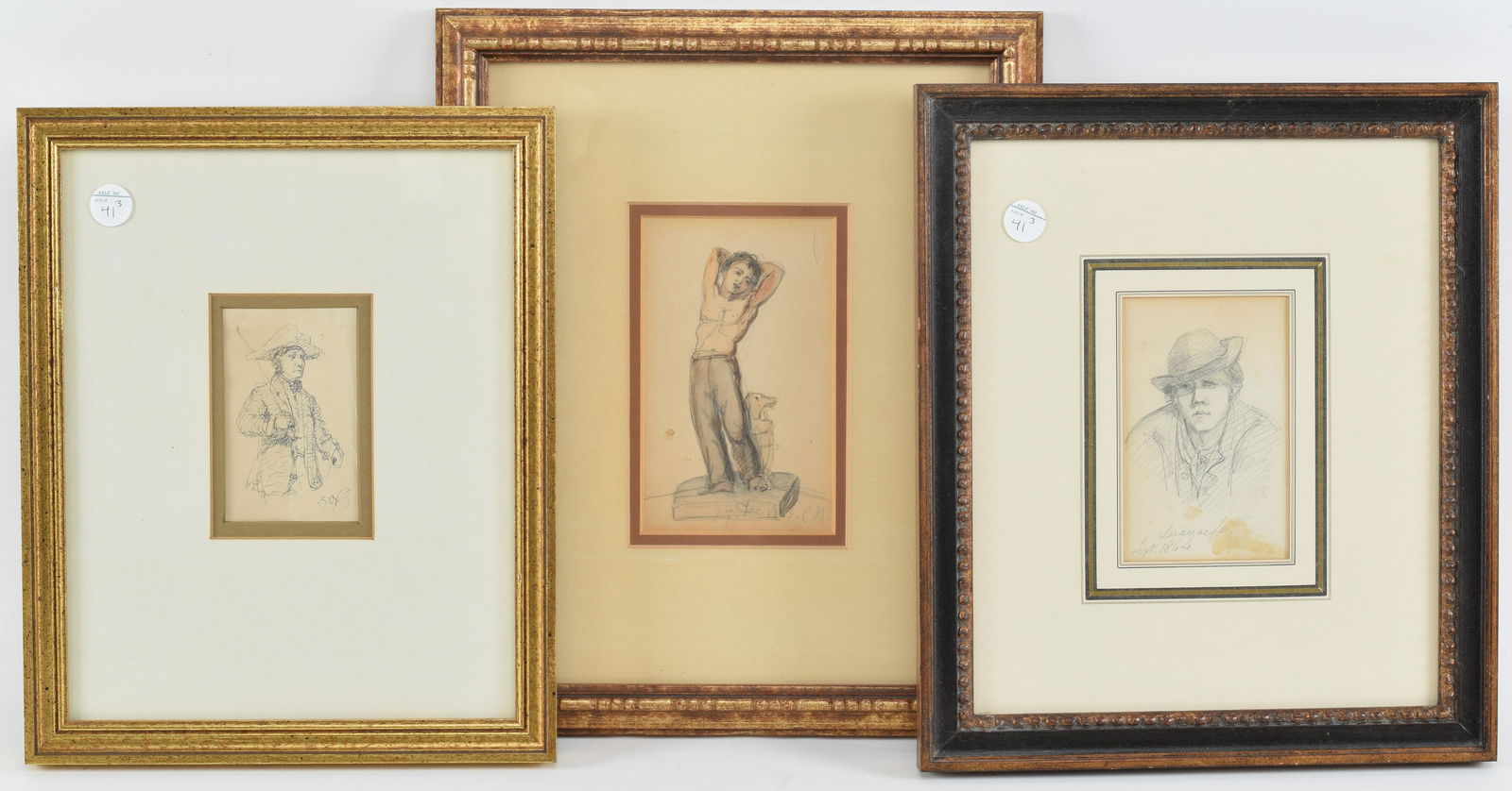 3 19th century small original sketches. 1) Pencil (1 of 4)