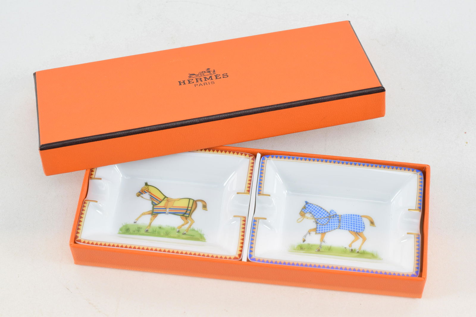 Hermes porcelain ashtrays in original box with (1 of 3)