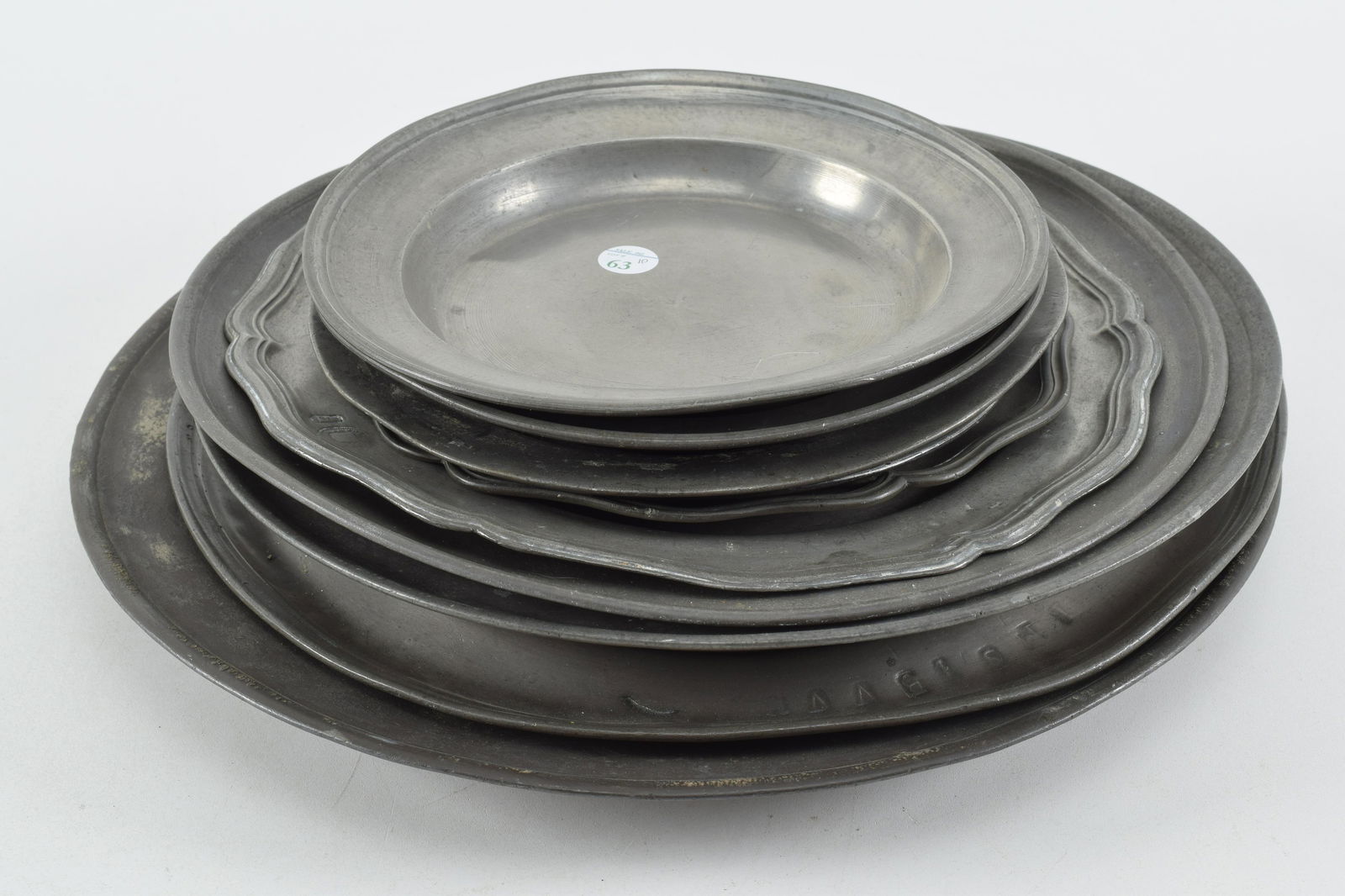 Collection of 10 assorted pewter plates and  including (1 of 15)